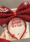 A27-big Bow Crystal Silk Christmas Red