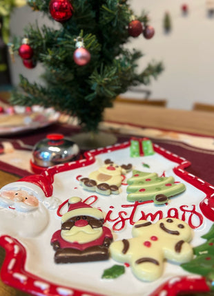 Piatto in ceramica tridimensionale dipinto a mano in pino di Babbo Natale Stoviglie da dessert per colazione natalizia Design unico di frutta - riparo82