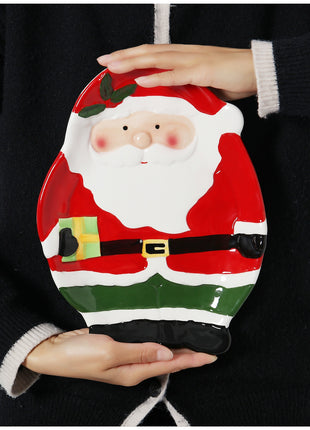Piatto in ceramica tridimensionale dipinto a mano in pino di Babbo Natale Stoviglie da dessert per colazione natalizia Design unico di frutta - riparo82