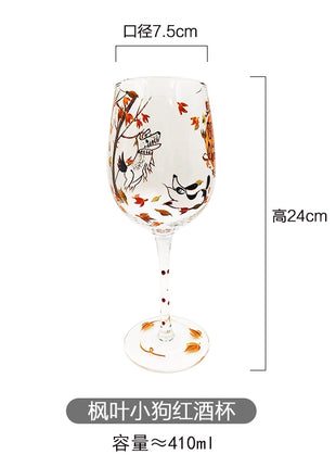 Calice da vino rosso in cristallo Bicchieri colorati Bicchiere da vino Bicchiere da whisky in vetro dipinto a mano artificiale Regalo di Natale - riparo82