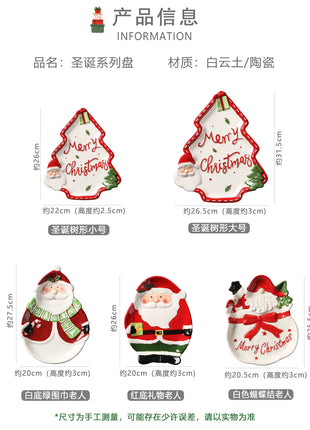 Piatto in ceramica tridimensionale dipinto a mano in pino di Babbo Natale Stoviglie da dessert per colazione natalizia Design unico di frutta - riparo82