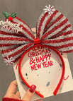 A25-red Striped Bow Headband