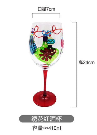 Calice da vino rosso in cristallo Bicchieri colorati Bicchiere da vino Bicchiere da whisky in vetro dipinto a mano artificiale Regalo di Natale - riparo82