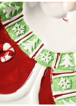 Piatto in ceramica tridimensionale dipinto a mano in pino di Babbo Natale Stoviglie da dessert per colazione natalizia Design unico di frutta - riparo82