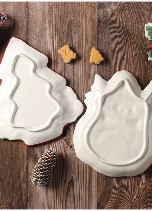 Piatto in ceramica tridimensionale dipinto a mano in pino di Babbo Natale Stoviglie da dessert per colazione natalizia Design unico di frutta - riparo82