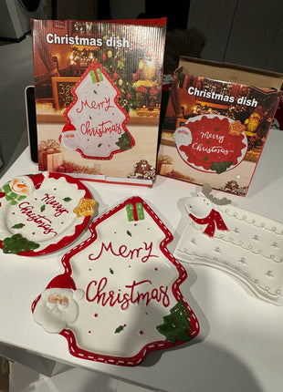 Piatto in ceramica tridimensionale dipinto a mano in pino di Babbo Natale Stoviglie da dessert per colazione natalizia Design unico di frutta - riparo82