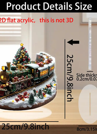 Set unici di case del villaggio di Natale, figurine di visualizzazione del treno rotante, musica luminosa a LED, decorazione natalizia a batteria