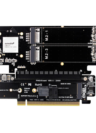 PCI Express 4.0 X16 to X16 Slot + 2Port M.2 NVME PCI-E Split VROC Card M KEY NVME RAID Card for 2230 2242 2260 2280 22110 M2 SSD - Riparo82