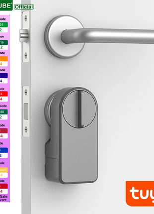 RAYKUBE A1 Pro smart lock installed on wooden door