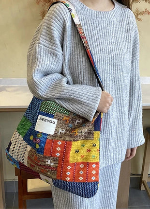 Reversible Denim Canvas Tote SpringSummer Style - Riparo82