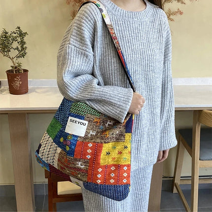 Reversible Denim Canvas Tote SpringSummer Style - Riparo82