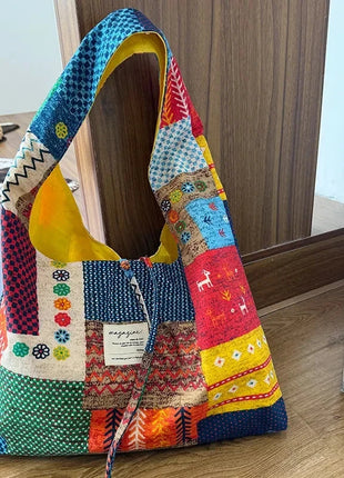 Reversible Denim Canvas Tote SpringSummer Style - Riparo82