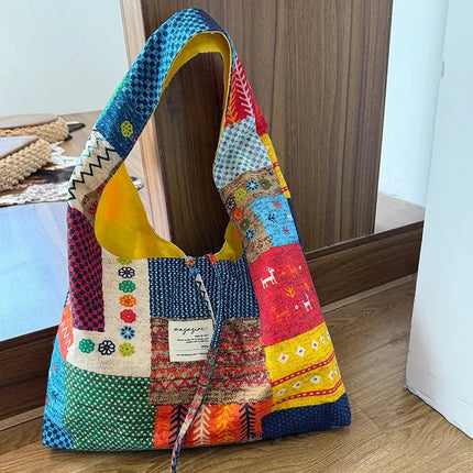 Reversible Denim Canvas Tote SpringSummer Style - Riparo82