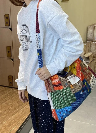 Reversible Denim Canvas Tote SpringSummer Style - Riparo82