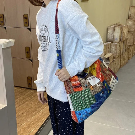 Reversible Denim Canvas Tote SpringSummer Style - Riparo82