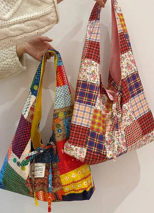 Reversible Denim Canvas Tote SpringSummer Style - Riparo82