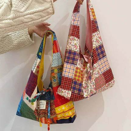 Reversible Denim Canvas Tote SpringSummer Style - Riparo82