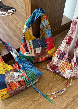 Reversible Denim Canvas Tote SpringSummer Style - Riparo82