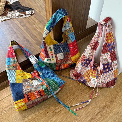 Reversible Denim Canvas Tote SpringSummer Style - Riparo82
