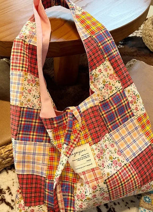 Reversible Denim Canvas Tote SpringSummer Style - Riparo82