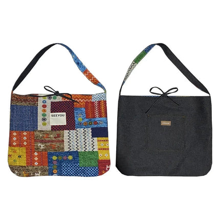 Reversible Denim Canvas Tote SpringSummer Style - Riparo82