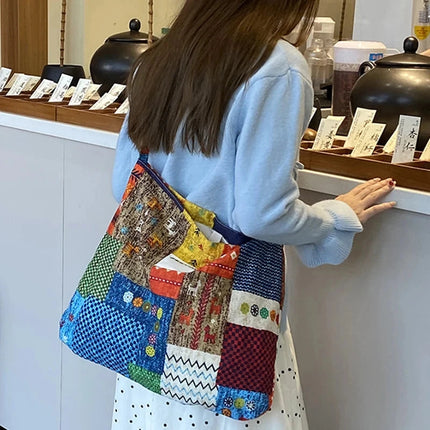 Reversible Denim Canvas Tote SpringSummer Style - Riparo82