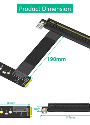 Riser M.2 NVME M Key to PCI Express 3.0 8Gbps X16 Graphics Card Extension Cable PCIE16X to NVME Adapter for 2242/2260/280 M2 SSD - Riparo82