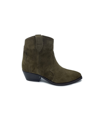 ROMA Stivaletto col tacco donna alla caviglia in Pelle Scamosciata Tabacco