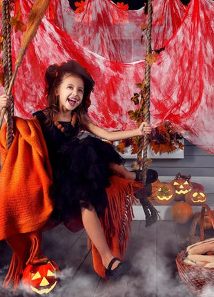 55*200cm Halloween Blood Gauze Window Doorways Wall Decoration Blood Creepy Cloth Haunted House Home Party Scary Scene Props - Riparo82