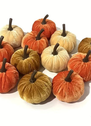 10pcs Velvet Artificial Pumpkin Decor Desktop Pumpkin Ornament Autumn Fall Thanksgiving Harvest Festival Halloween Decoration - Riparo82