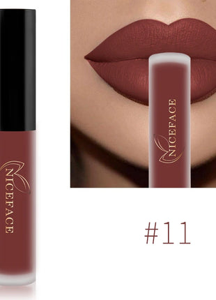 NICEFACE Nude Liquid Lipstick Ultra Matte Velvet Long Lasting Women Beauty Red Nonstick Cup Waterproof Lip Gloss Lips Cosmetics - Riparo82