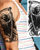 1 Sheet Full Arm Evil Witch Vampire Temporary Tattoos Sleeve Halloween Scary Skull Tatoo Waterproof Horrible Fake Tattoo Sticker - Riparo82