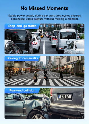 Baseus 3K Dash Cam VD1 Front and Rear Cam HD Built-in GPS Galileo Supercapacitor Car DVR Car Camera Recorder Support 24H Parking - Riparo82