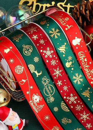 Nastro natalizio stampato da 5 metri Nastro natalizio in poliestere per design fatto a mano Decorazione natalizia Confezione regalo bouquet torta fai da te - riparo82