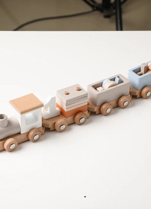 Giocattoli Montessori treno in legno per giocattolo di compleanno per bambini con numeri e blocchi gioco Toddler Boys And Girls1 2 3 4 5 giocattolo per l'apprendimento del bambino - riparo82