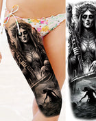 1 Sheet Full Arm Evil Witch Vampire Temporary Tattoos Sleeve Halloween Scary Skull Tatoo Waterproof Horrible Fake Tattoo Sticker - Riparo82