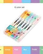 6 Colors/Set Unique Window Tip Highlighter Pen Double Head Pastel Color Midline highlighters Marker School Stationery Supplies
