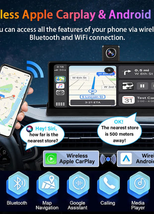 10.26" 4K Dash Cam Carplay Android Auto GPS 5G WIFI FM BT Car Dvr 350 ° Rotation Dual Lens Dashcam Truck Camera Drive Recorder - Riparo82