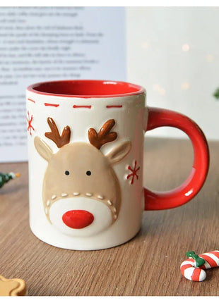 Set di stoviglie natalizie in ceramica dipinta a mano Simpatico piatto da bistecca natalizio Piatto piatto sottosmalto in rilievo - riparo82