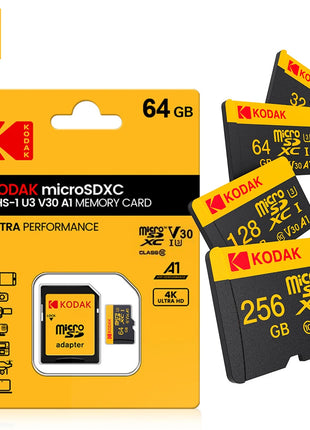 Kodak Micro SD Card Scheda di memoria classe 10 32G8 64GB 128GB 256GB U3 4K Ad alta velocità Catao De Memora Flash Memory TF card per fotocamera