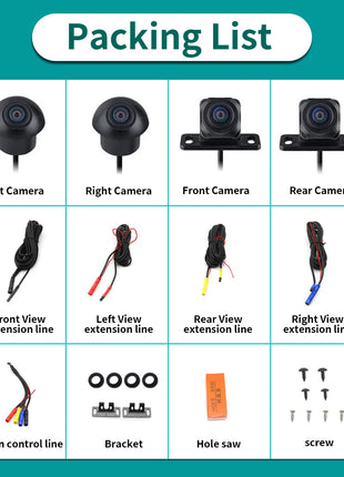 360° Degree Car Camera 1080P 3D Panoramic Surround Rear / Front / Left / Right View Reverse Camera Kits for Android Car Radio - Riparo82
