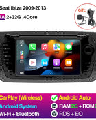 2 Din Car Radio for Seat Ibiza 2009-2013 Audio Multimedia Player CarPlay Android Auto GPS Bluetooth WIFI FM RDS Autoradio - Riparo82
