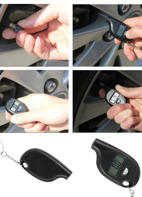 Mini Keychain Style Tire Gauge Digital Lcd Display Car Tire Air Pressure Tester Meter Auto Car Motorcycle Tire Safety Alarm New - Riparo82