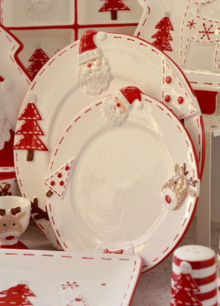 2025 Nuovo set di posate in ceramica dipinta a mano di Natale Piatto da bistecca di Natale carino Piatto piatto colorato sottosmalto in rilievo - riparo82