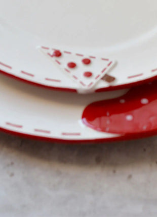 2025 Nuovo set di posate in ceramica dipinta a mano di Natale Piatto da bistecca di Natale carino Piatto piatto colorato sottosmalto in rilievo - riparo82