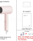 XIAOMI MIJIA H101 Portable Hair Dryer – 1600W,Foldable,50M Negative Ions,15m/s Airflow,Dual Heat & Speed Modes,220V With adapter - Riparo82