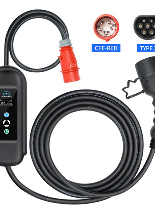 Portable 11KW 16A EV Portable Charger Type2 IEC62196-2 EVSE Charging Box Electric Vehicle PHEV Cars Charger CEE Plug 5M Cable - Riparo82