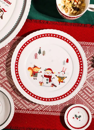 Posate natalizie Simpatico piatto Dim Sum in ceramica Piatto alimentare occidentale Regalo di Natale creativo - riparo82