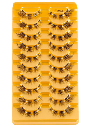 10 Pairs Faux Mink Eyelashes Handmade Natural False Eyelashes Soft Cross Messy Eye 3D Curly Eyelashes Extension Makeup Tools - Riparo82