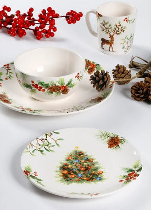 Squisita cena di Natale Piatti creativi Piatto da bistecca in ceramica Pasta sana sottosmalto Posate personalizzate Regalo Forniture da cucina - riparo82